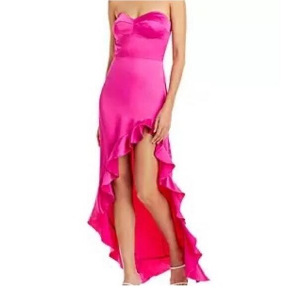 Aqua Hot Pink Satin Ruffled Maxi Dress Sz XL NWT - www.armafbd.com